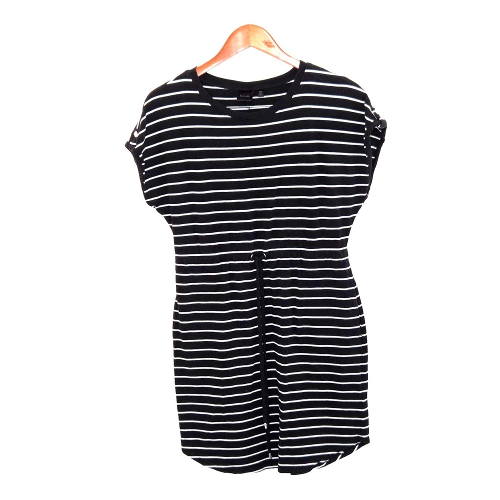 Rafaella Women's Dress Size Small Stretch Black White Striped Drawstring